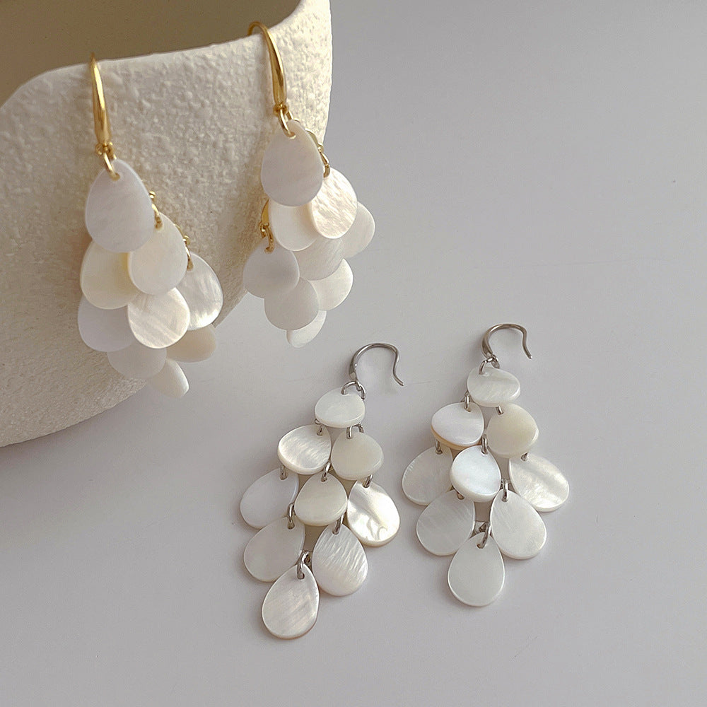 Danity Shell Teardrop Tassel Drop Earrings