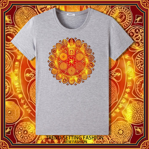 Grand Perfection Victory Mantra Wheel Print Summer Bottom Male And Female Couple Short-Sleeved T-Shirt