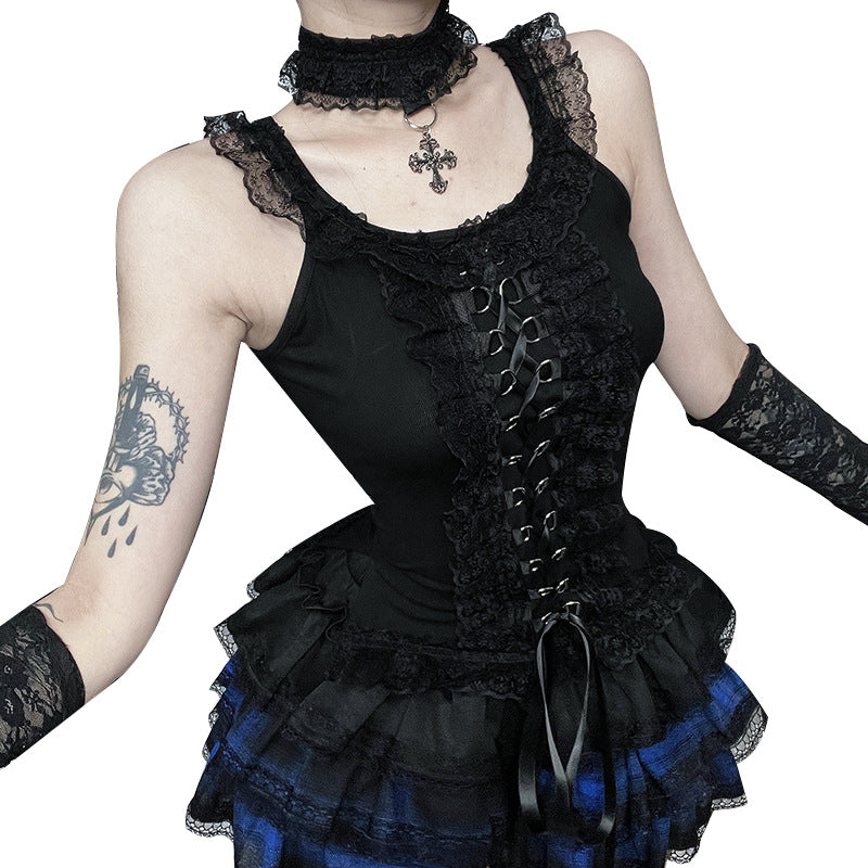 Summer Basic Tank Top With Choker - Subculture Punk Style