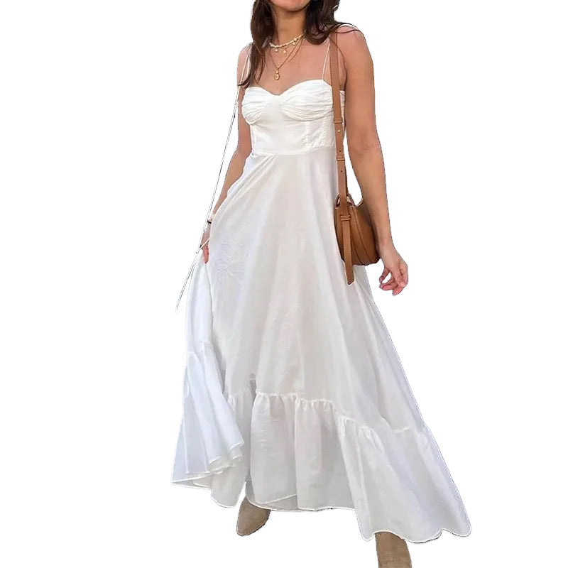 Elegant Solid Color High-Waisted Strapless Dress