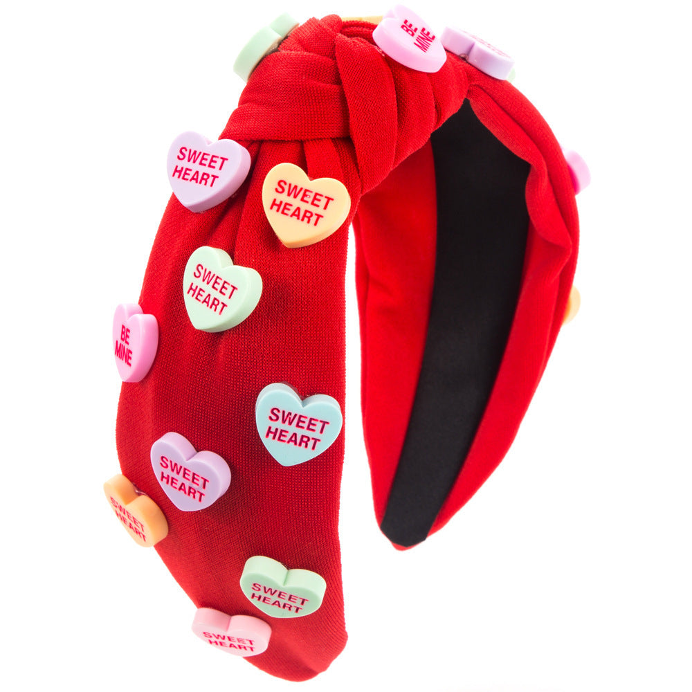 Valentine's Day Heart Shaped Hairband Cute Thick Fabric Headband