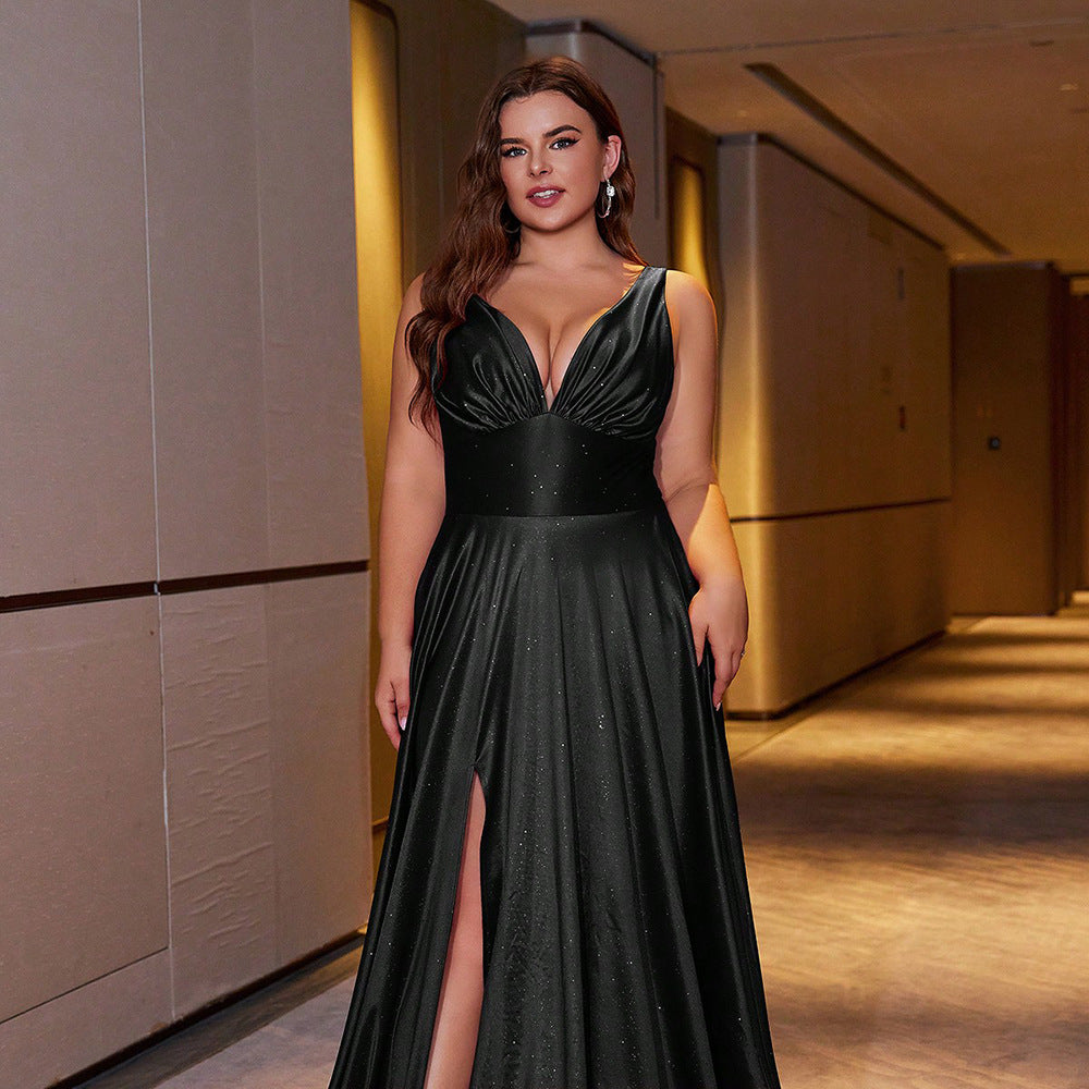 Elegant Plus Size Long Maxi Dress With V-Neck - Casual Party Dress