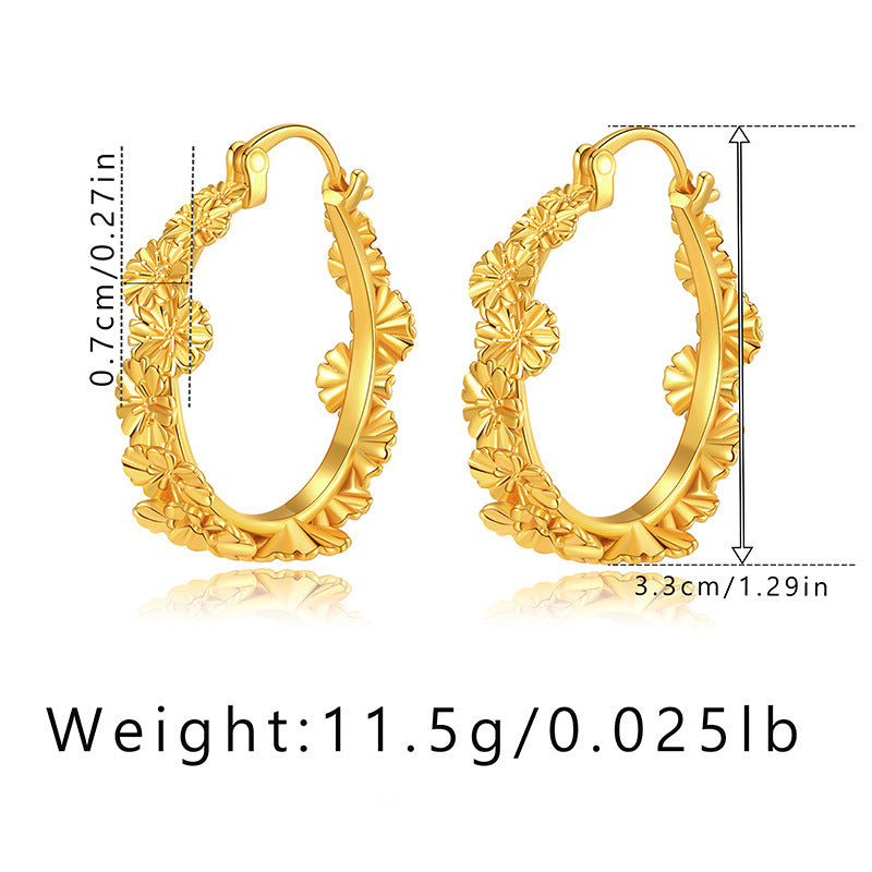 Vintage Flower Elegant Circle Hoop Earrings