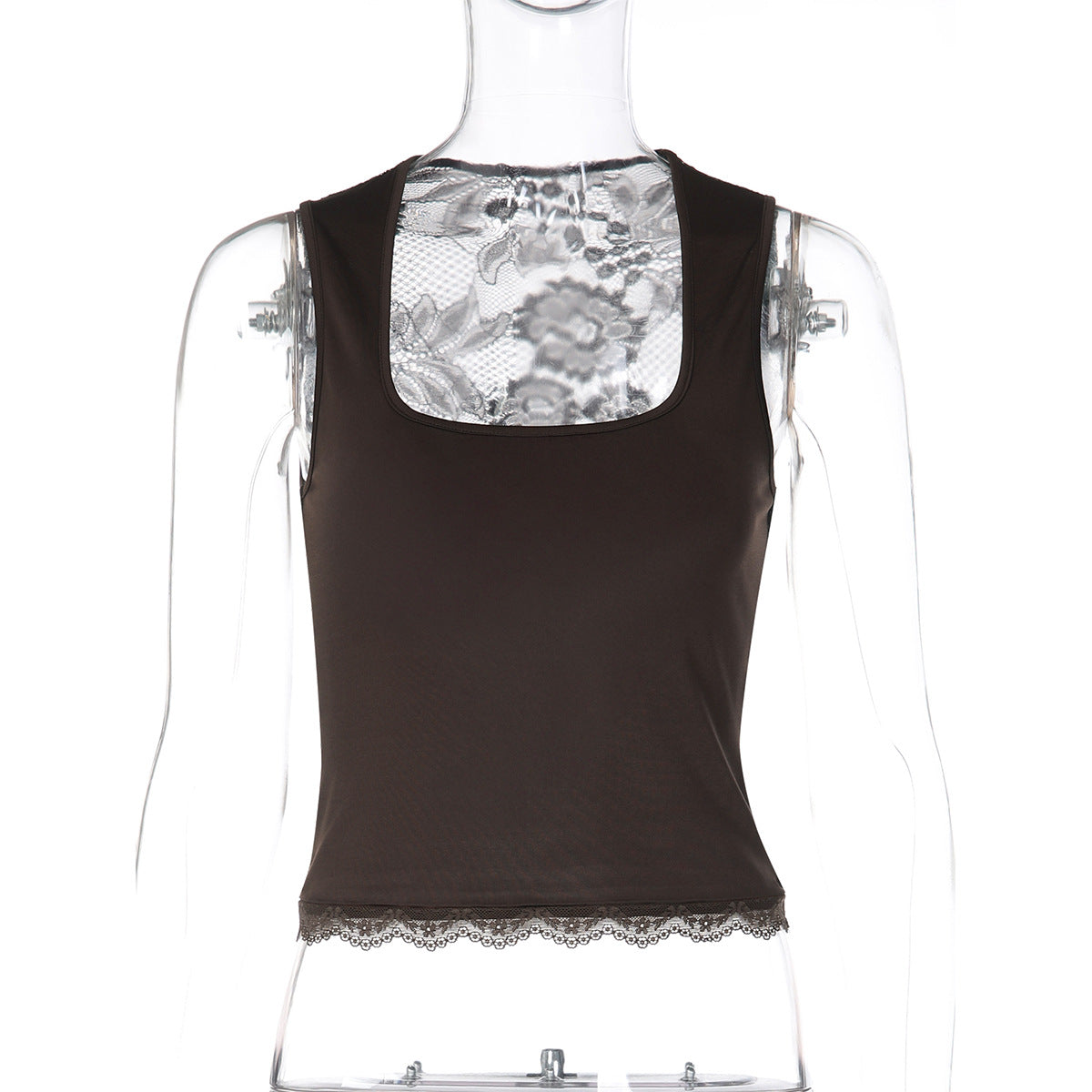 Sexy Slim Fit Lace-Insert Crop Top