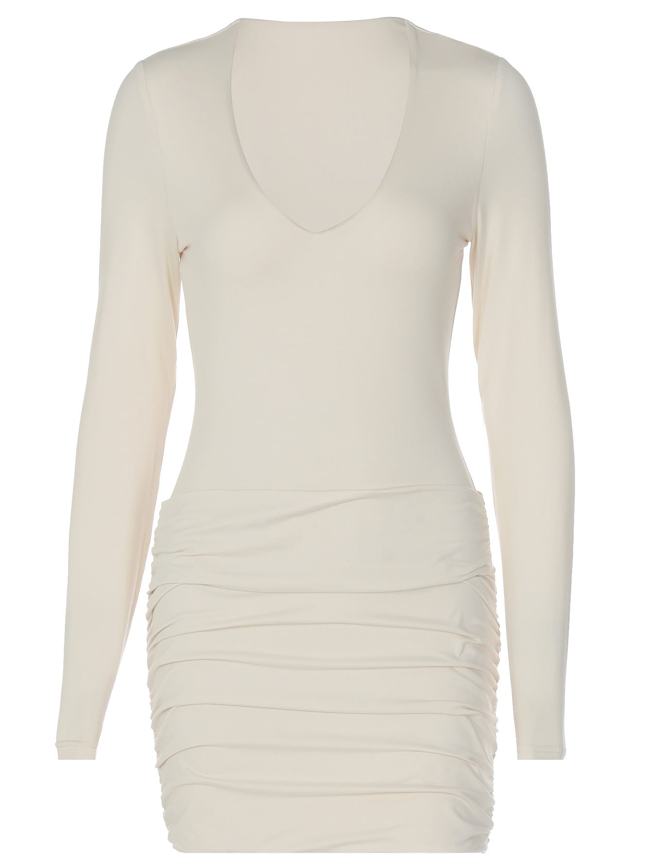 Solid Color Bodycon Dress With Ruching