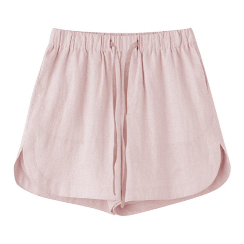 Loose Fit Women's Linen Blend Shorts with Elastic Waist