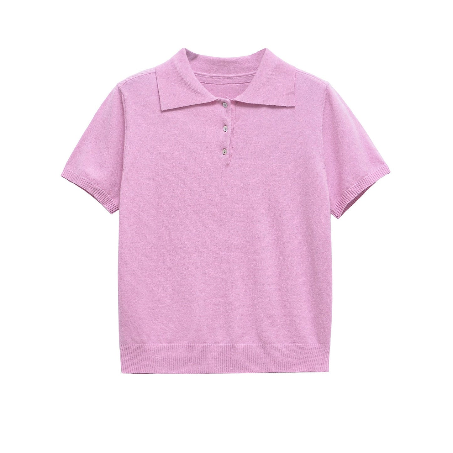 Casual Short Sleeve Plolo Collar Tops