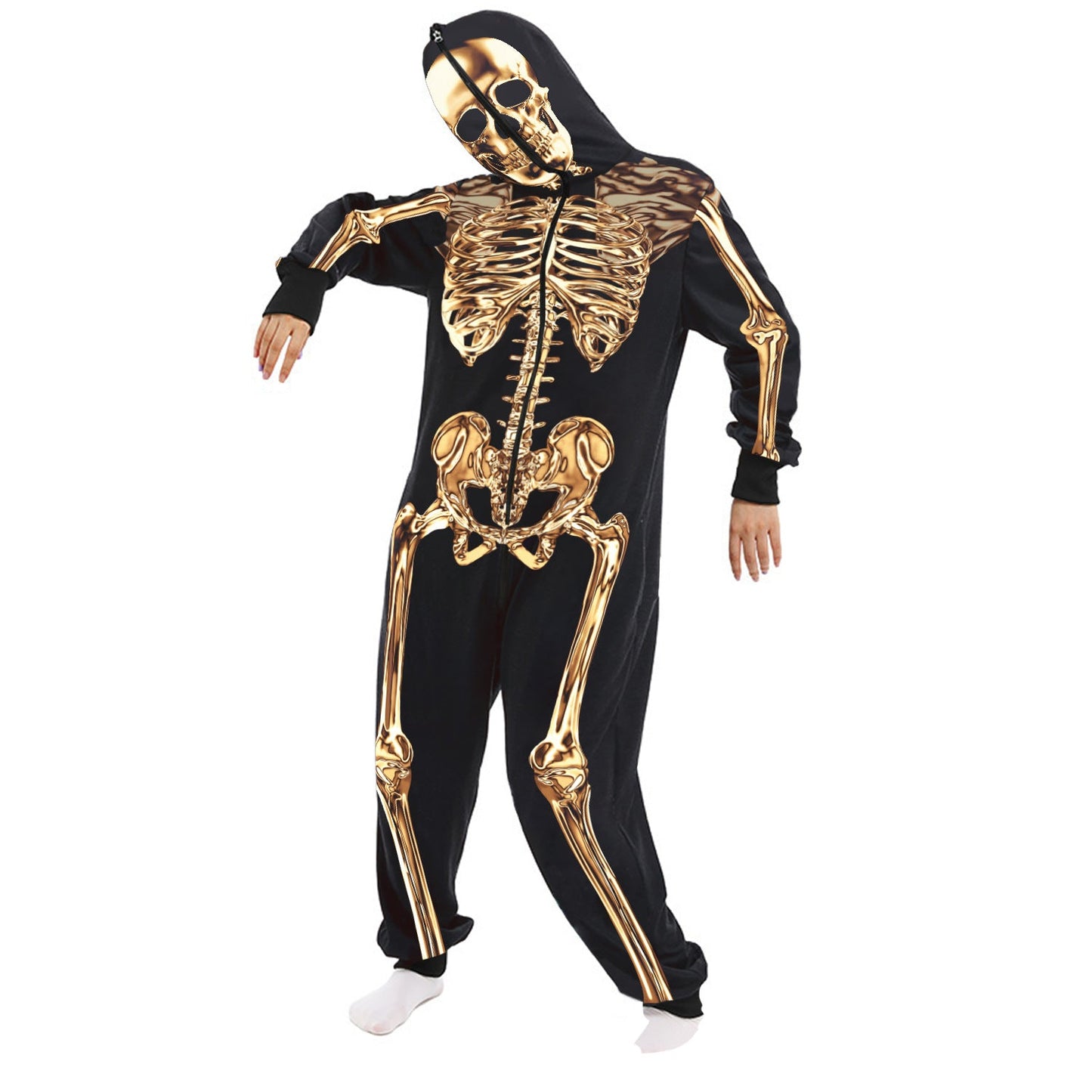 Graphic Skeleton Print Loose Fit Jumpsuit for Halloween