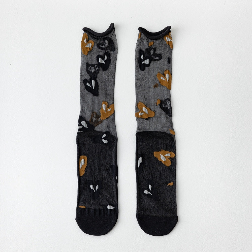 Rufia - Asymmetrical Pattern Sheer Socks