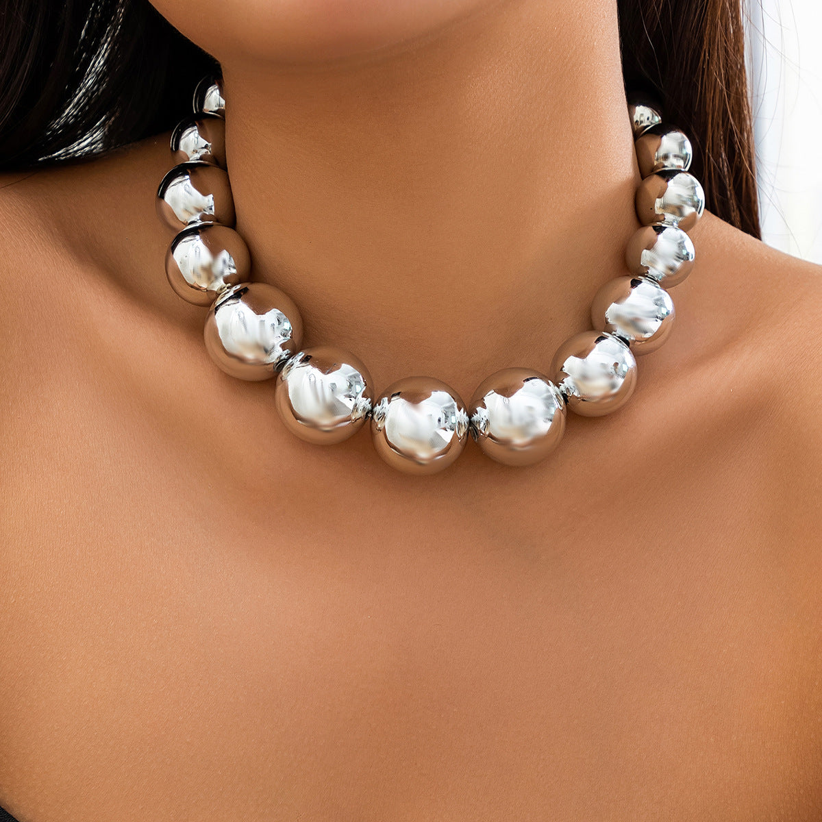 Multi-Layer Heart-Shaped Pearl Necklace Trendy Cyberpunk Style