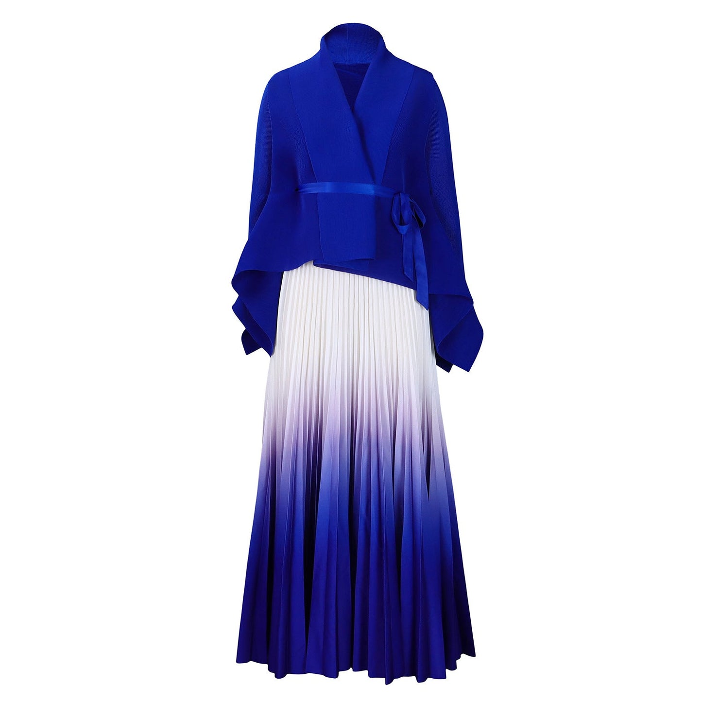 Fashionable Elegant Batwing Sleeve Top And Gradient Skirt Set