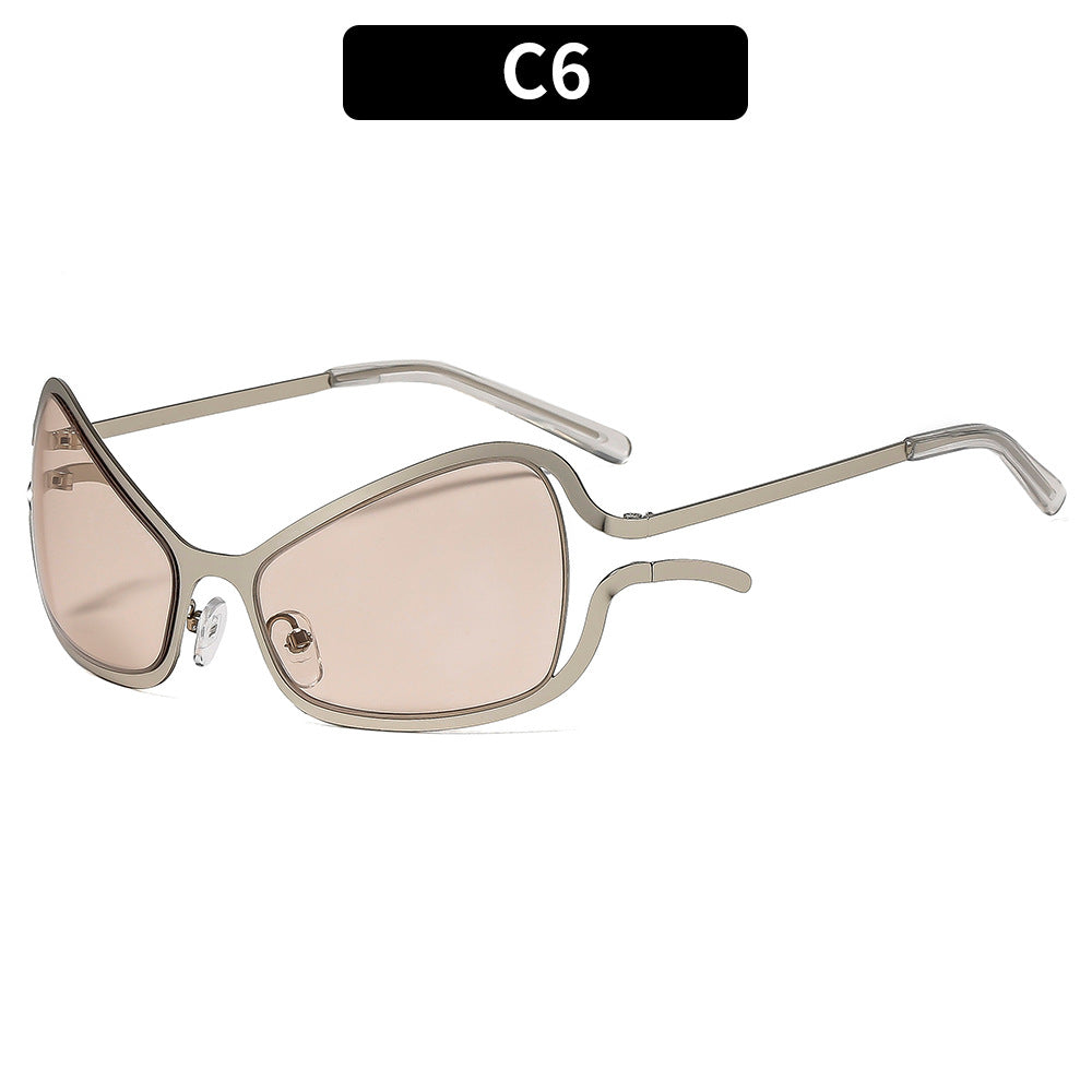 Trendy Y2K Metal Sunglasses Hip Hop Style Shaped Shades