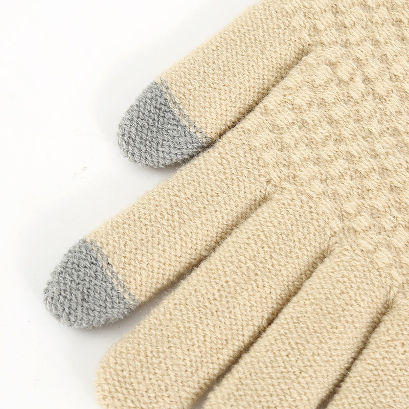 Touchscreen Winter Gloves Cute Casual Warm Knitted Mittens