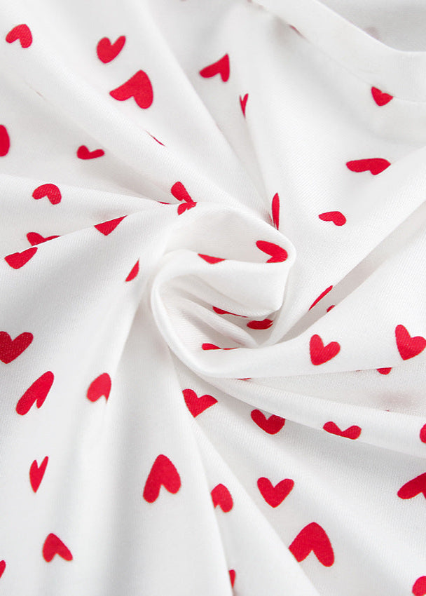 Two Piece Lounge Set Soft Cotton Heart Print