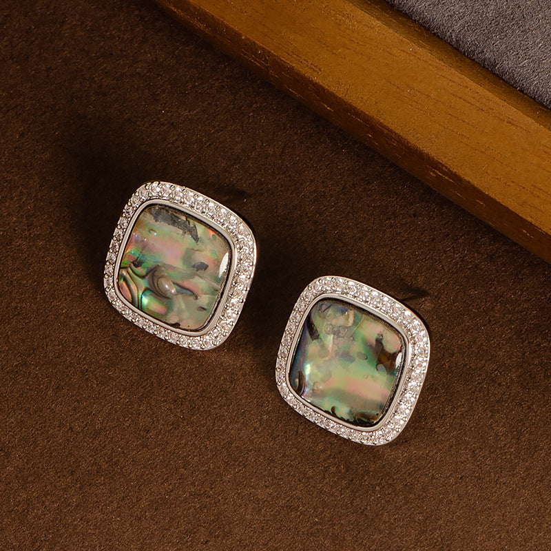 Elegant Shell Stud Earrings With Natural Abalone Inlay