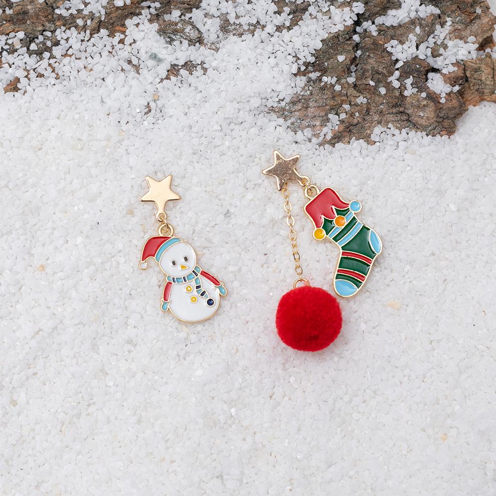 New Holiday Accessories Colorful Funny Christmas Earrings Female Autumn And Winter Wool Ball Earrings