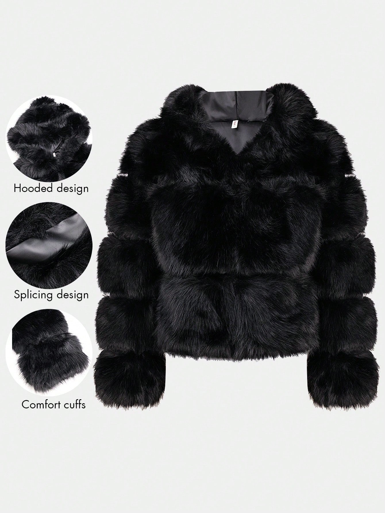 Faux Fur Hooded Zipper Jacket Casual Comfortable Coat