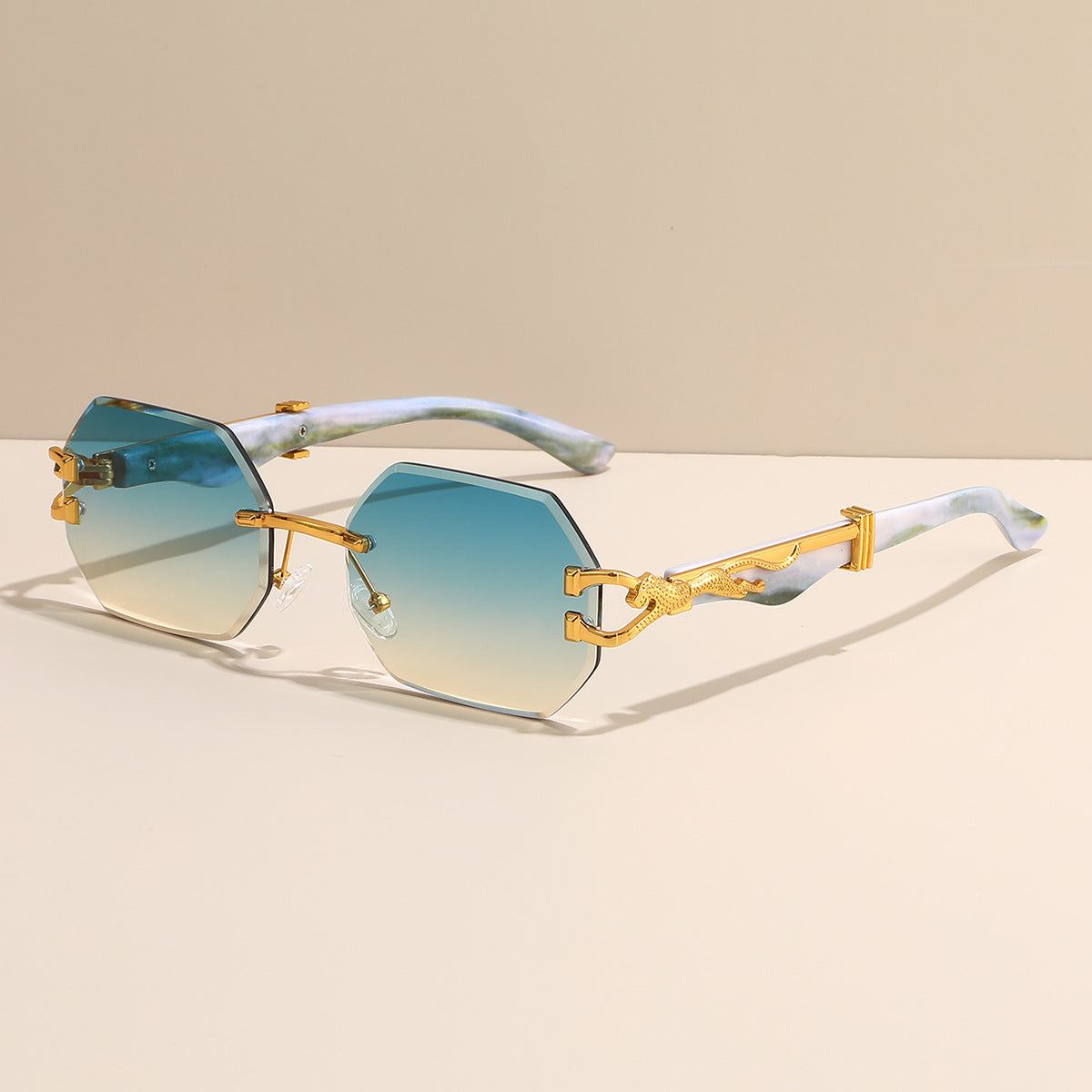 Trendy Square Frame Sunglasses With Leopard Print Edge