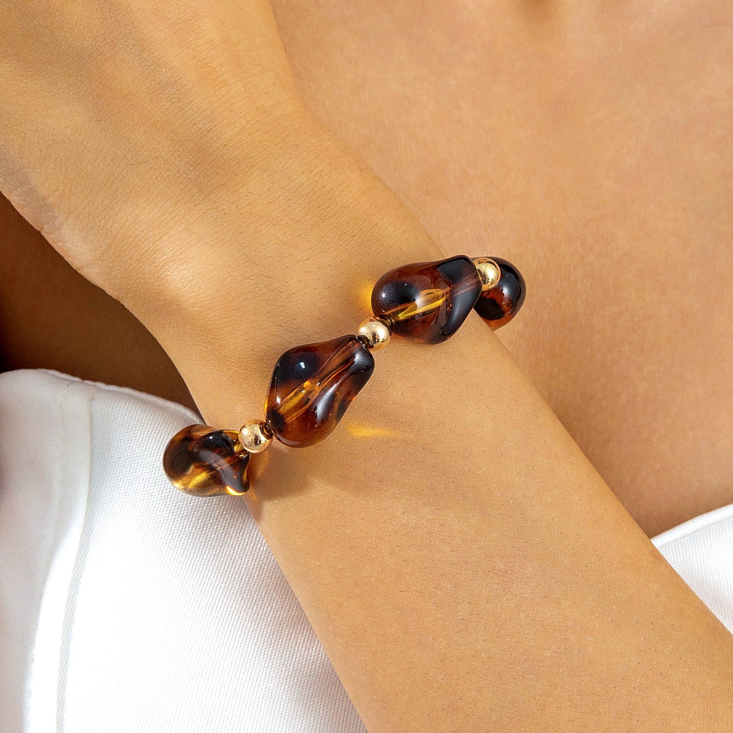 Exaggerated Acrylic Bead Bracelet Set Colorful Retro Jewelry