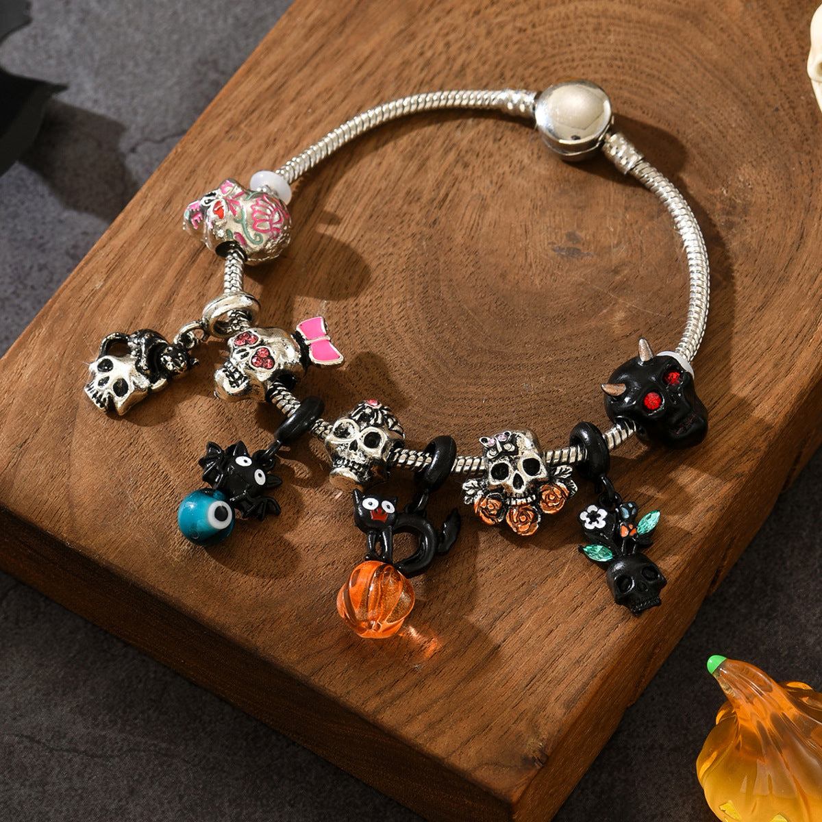 Punk Gothic Skeleton Metal Chain Halloween Bracelet