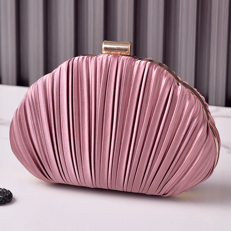 Shell-Shaped Clutch Evening Bag with Ruffles