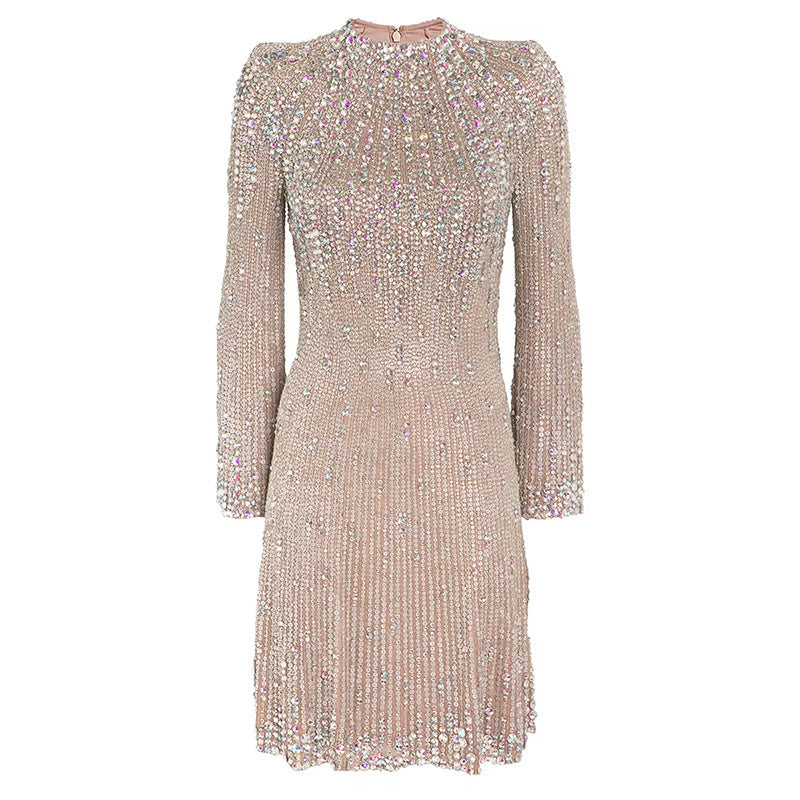 Beaded Embellished Dress Soft Cotton Blend Casual Dress