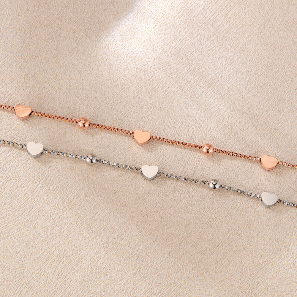 Minimalist Stainless Steel Heart Chain Bracelet