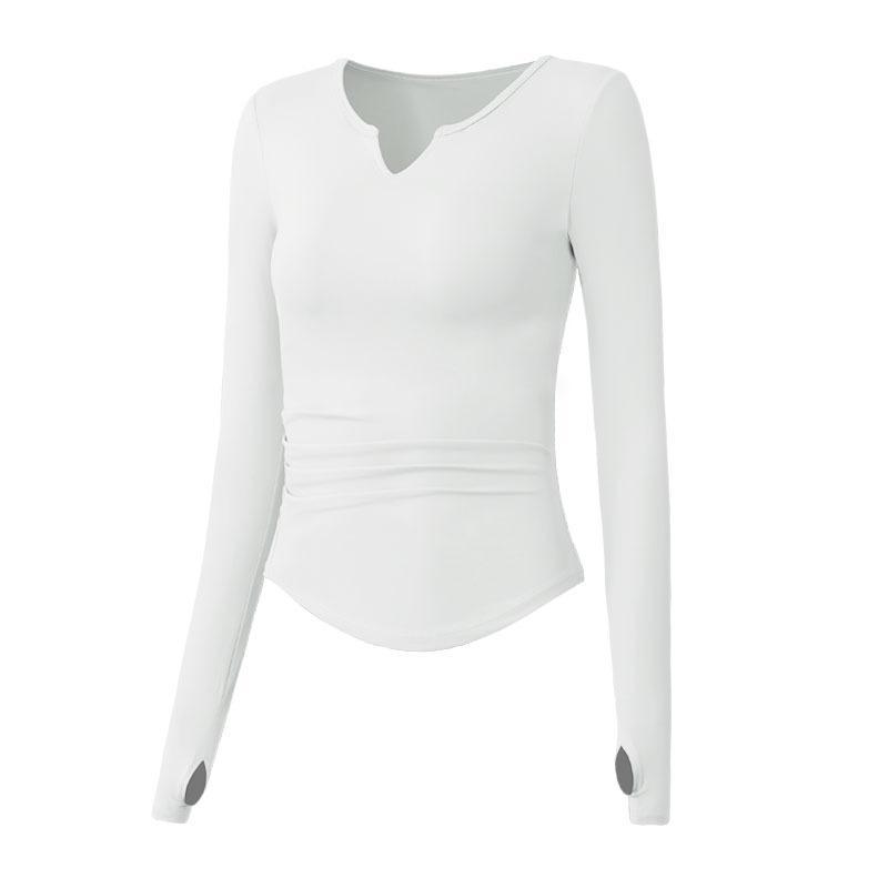 Yoga Suit Long Sleeve T-Shirt Running Top V-Neck Nude Fitness Top Female