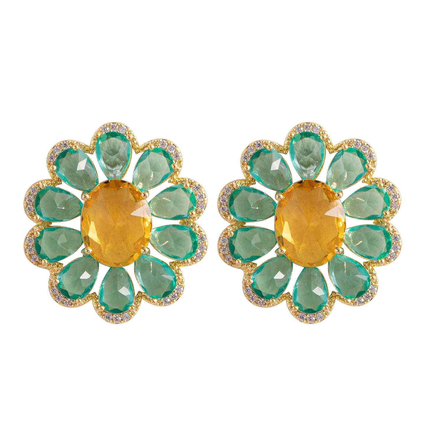 Daisy Flower Zircon Stud Earrings Exquisite Floral Design