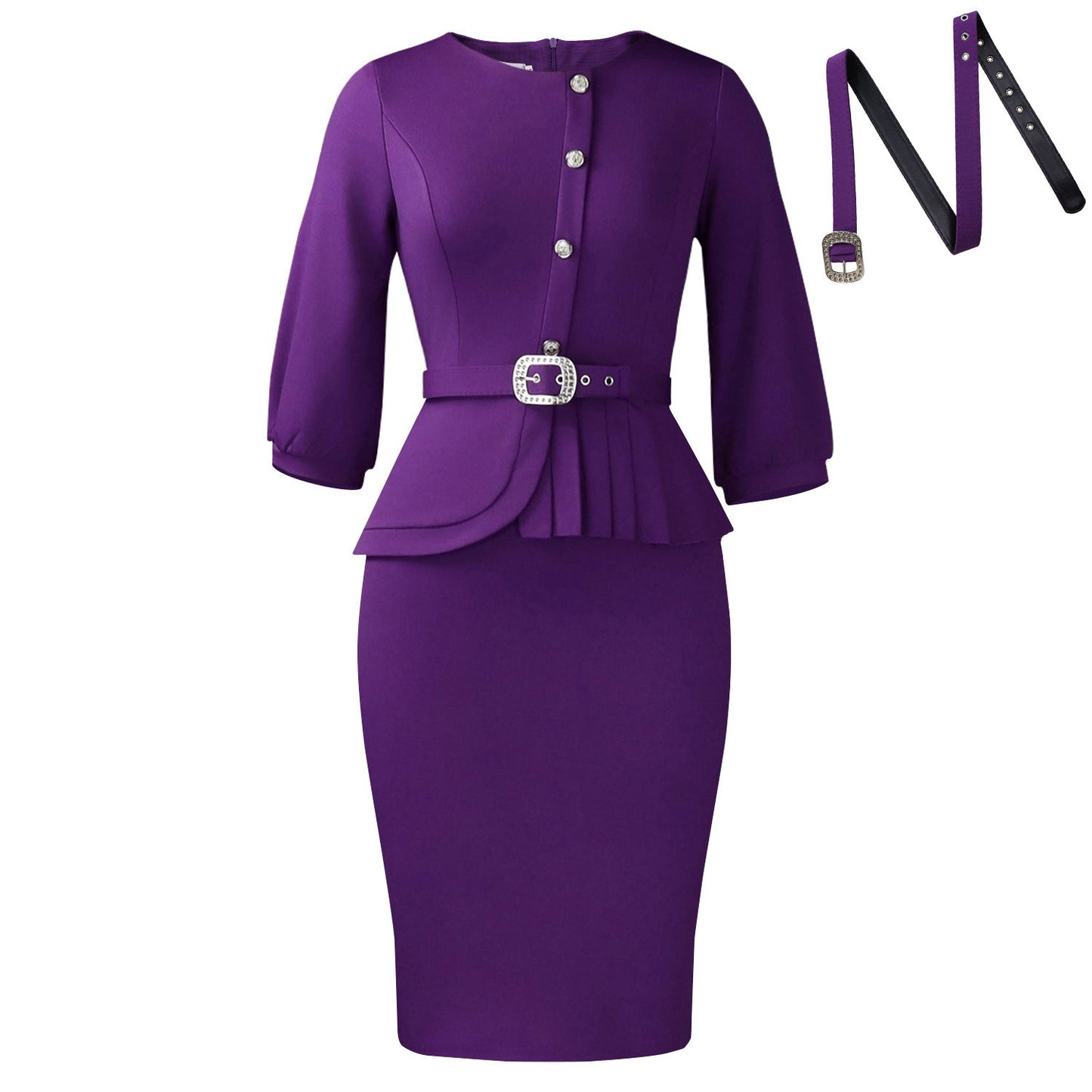 Elegant Ruched Bodycon Dress With Ruffled Neckline