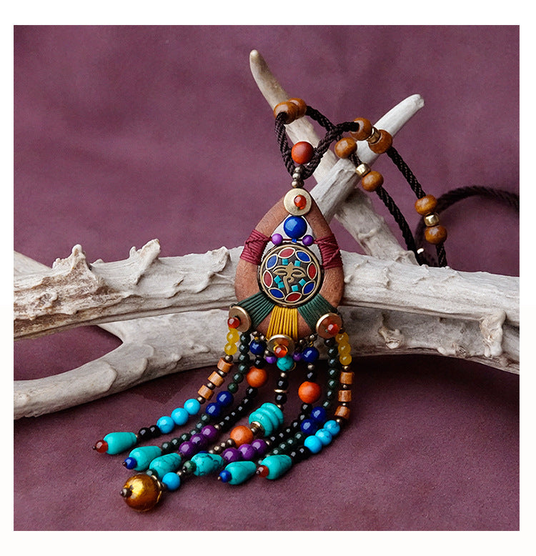 Ethnic Sweater Chain Retro Tassel Bohemian Necklace Jewelry Personalized Tibetan Sweater Chain