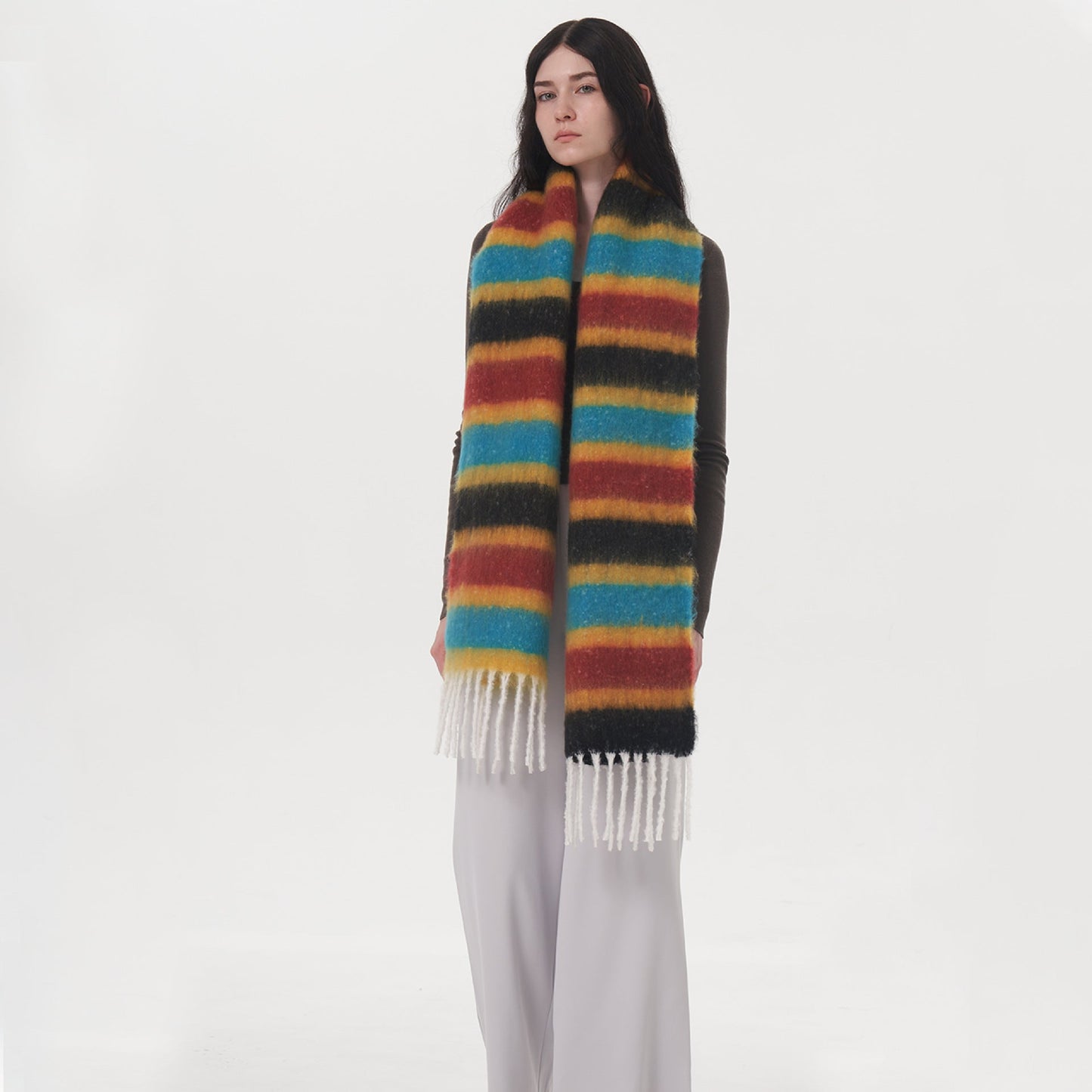 2+ Colorful Rinbow Tassel Scarves