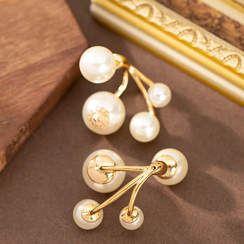 Vintage Floral Pearl Stud Earrings With 925 Silver Posts