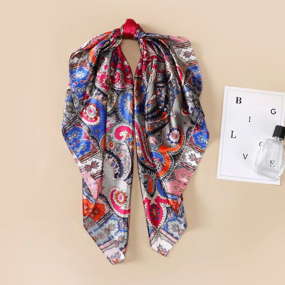 New Square Scarf Women'S Scarf Ethnic Style Shawl Cashew Fruit Pattern Retro Headband