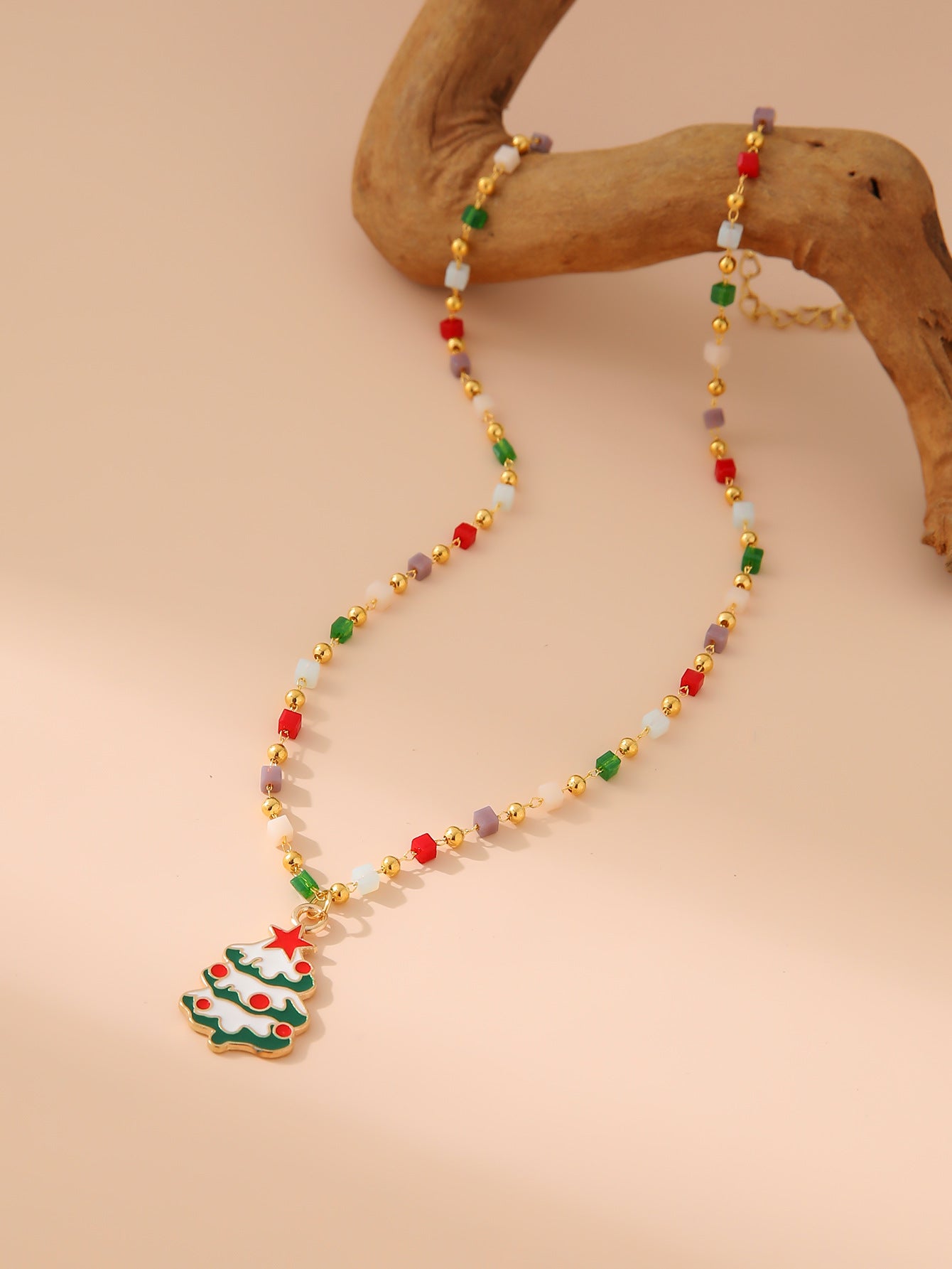 Christmas Tree Santa Claus Pendant Necklace