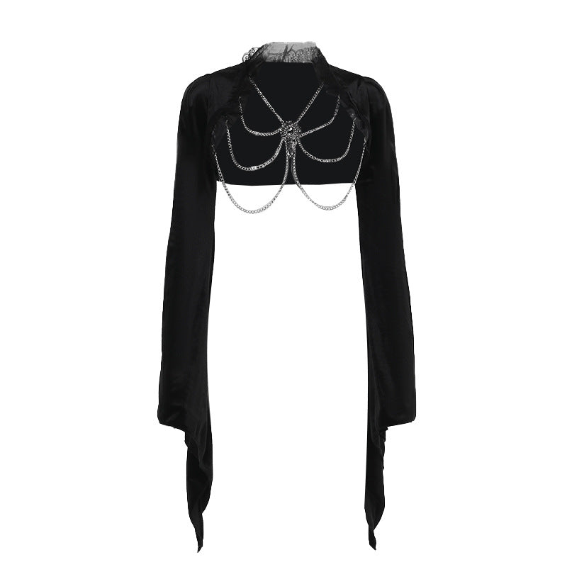 Elegant Slim Velvet Top with Flare Sleeves
