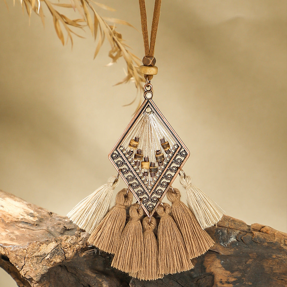 French Bohemian Butterfly Tassel Pendant Necklace