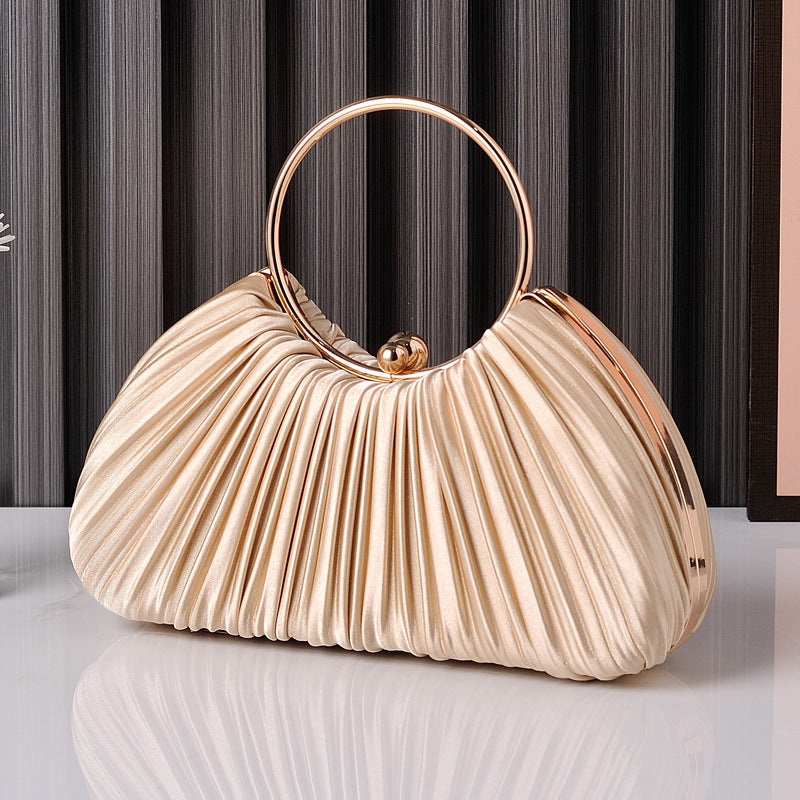 Chic Pleated Peach Evening Bag for Elegant Occasions