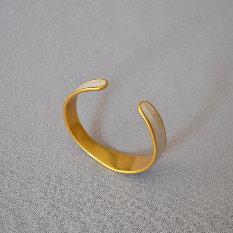 Vintage Irregular Enamel Open Bangle Bracelet