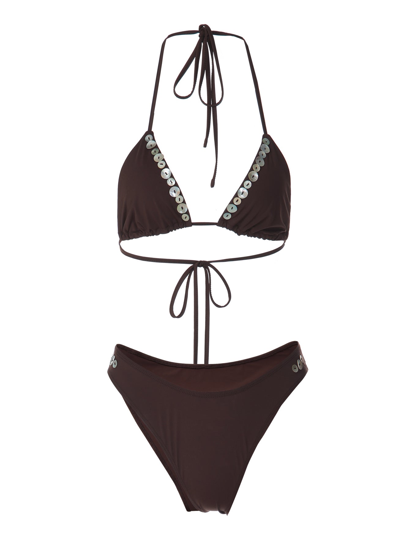 Sexy Bandeau Top With Shell Button Decoration And Matching Shorts Set