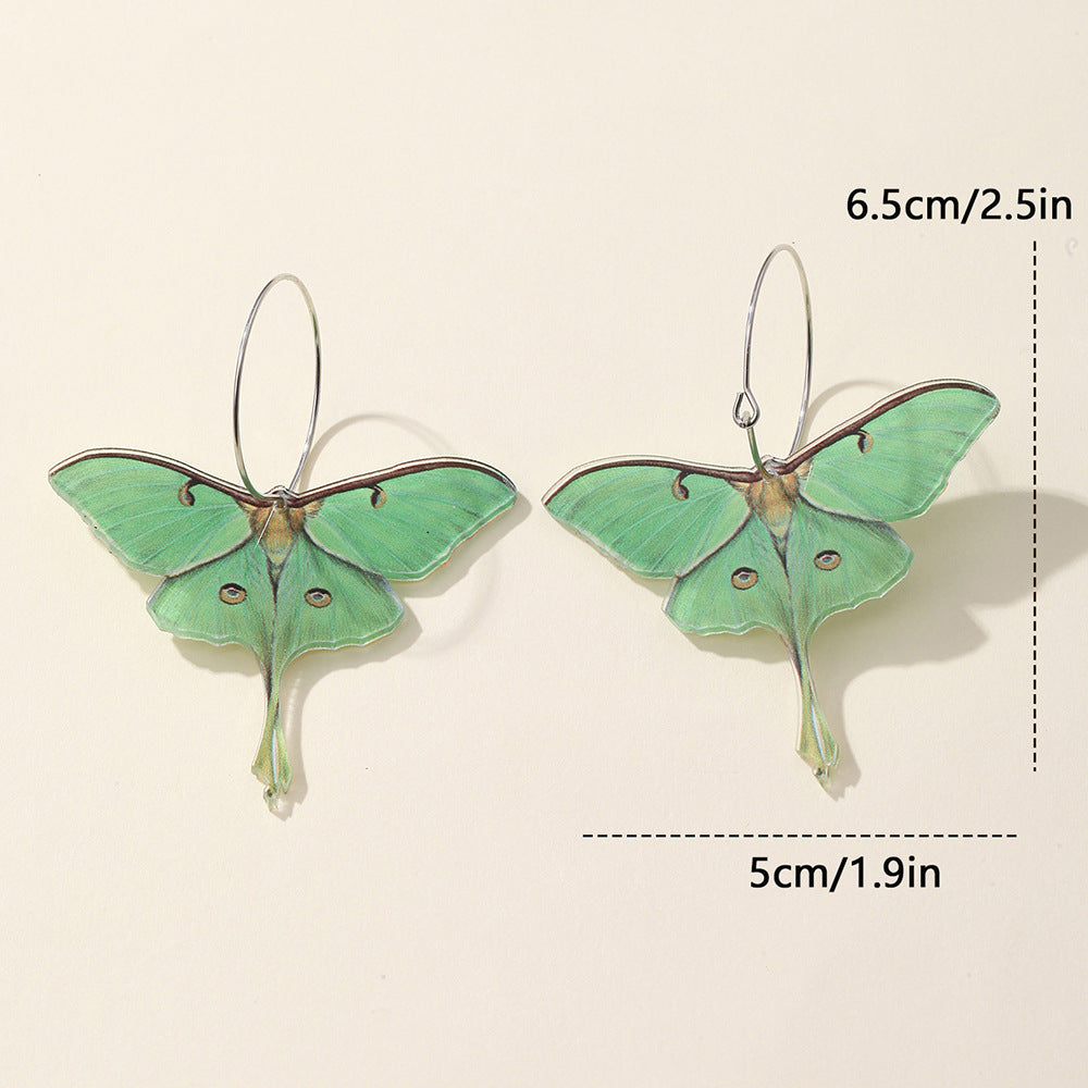 Fashion Simple Acrylic Green Butterfly Moth Earrings Women'S High-Quality Personality Earrings