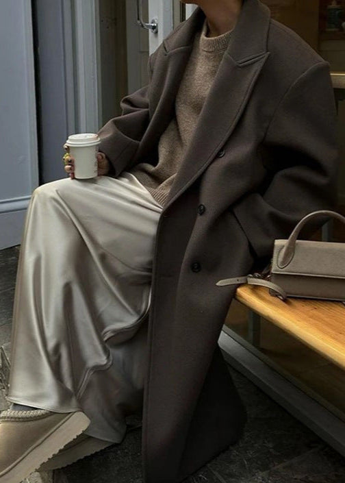 Double Breasted Wool Overcoat Brown Classic