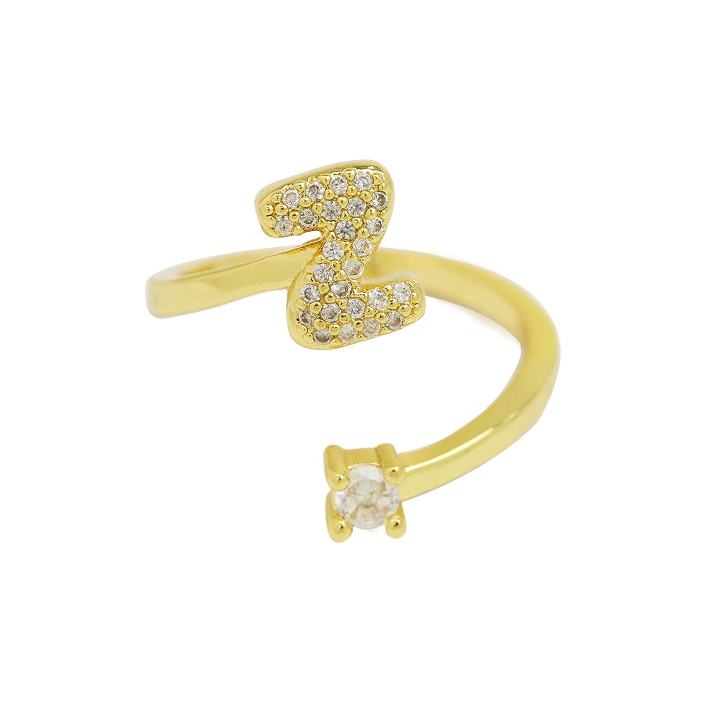 Letters AâZ Sparkling Zircon Adjustable Ring