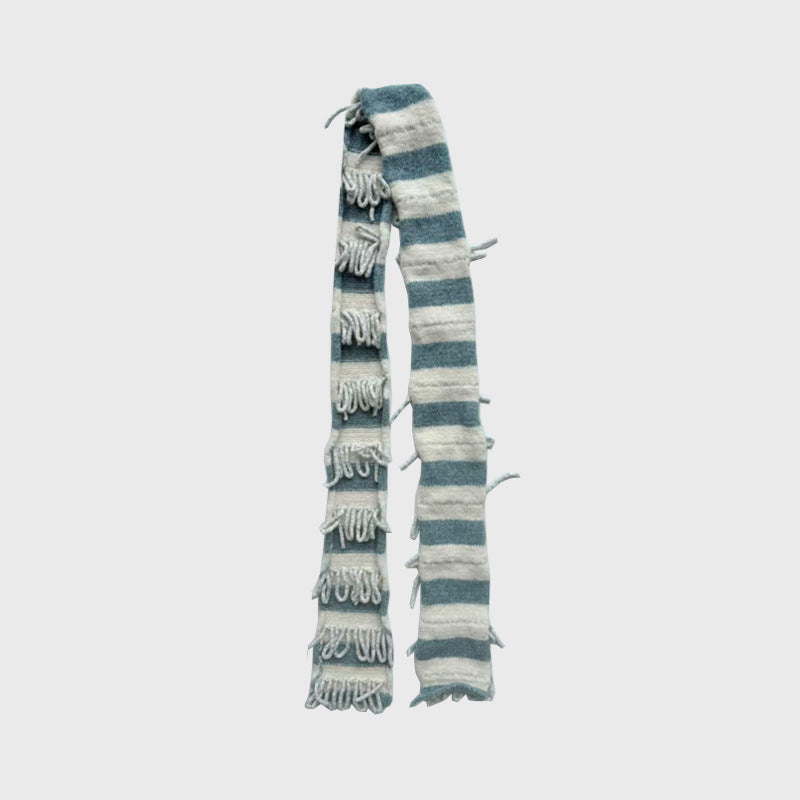 Handcrafted Striped Wool Blend Scarf for Women