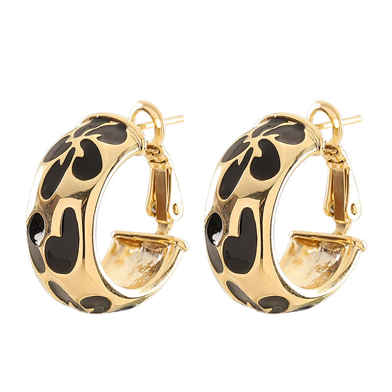 Geometric Leopard Print Earrings With 925 Silver Pins