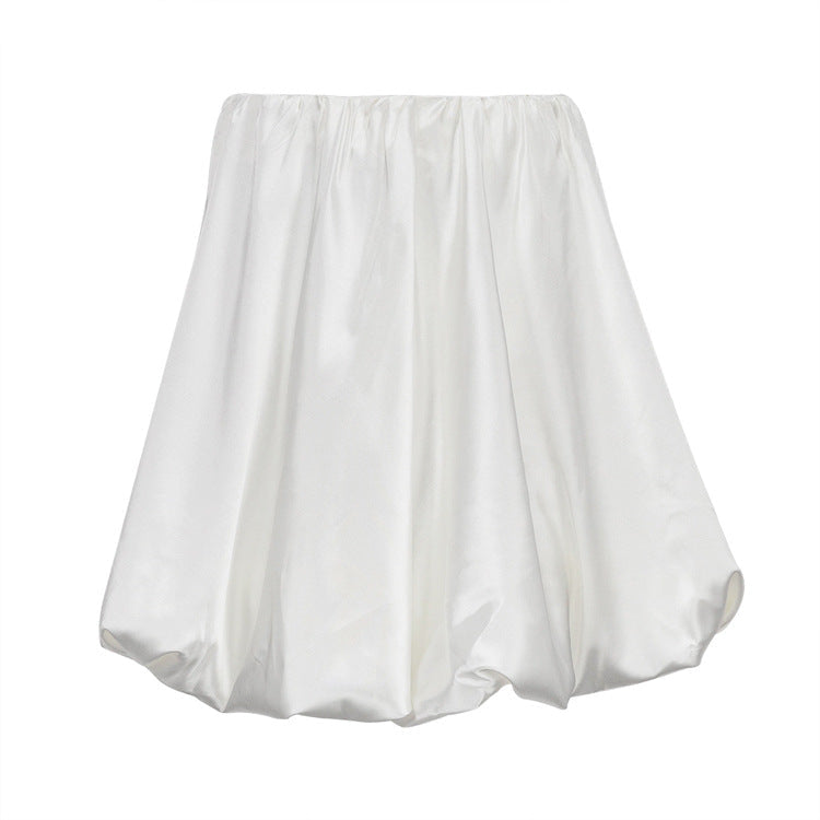 Women's Pleated Mini Skirt Elegant High-Waisted Satin Skirt