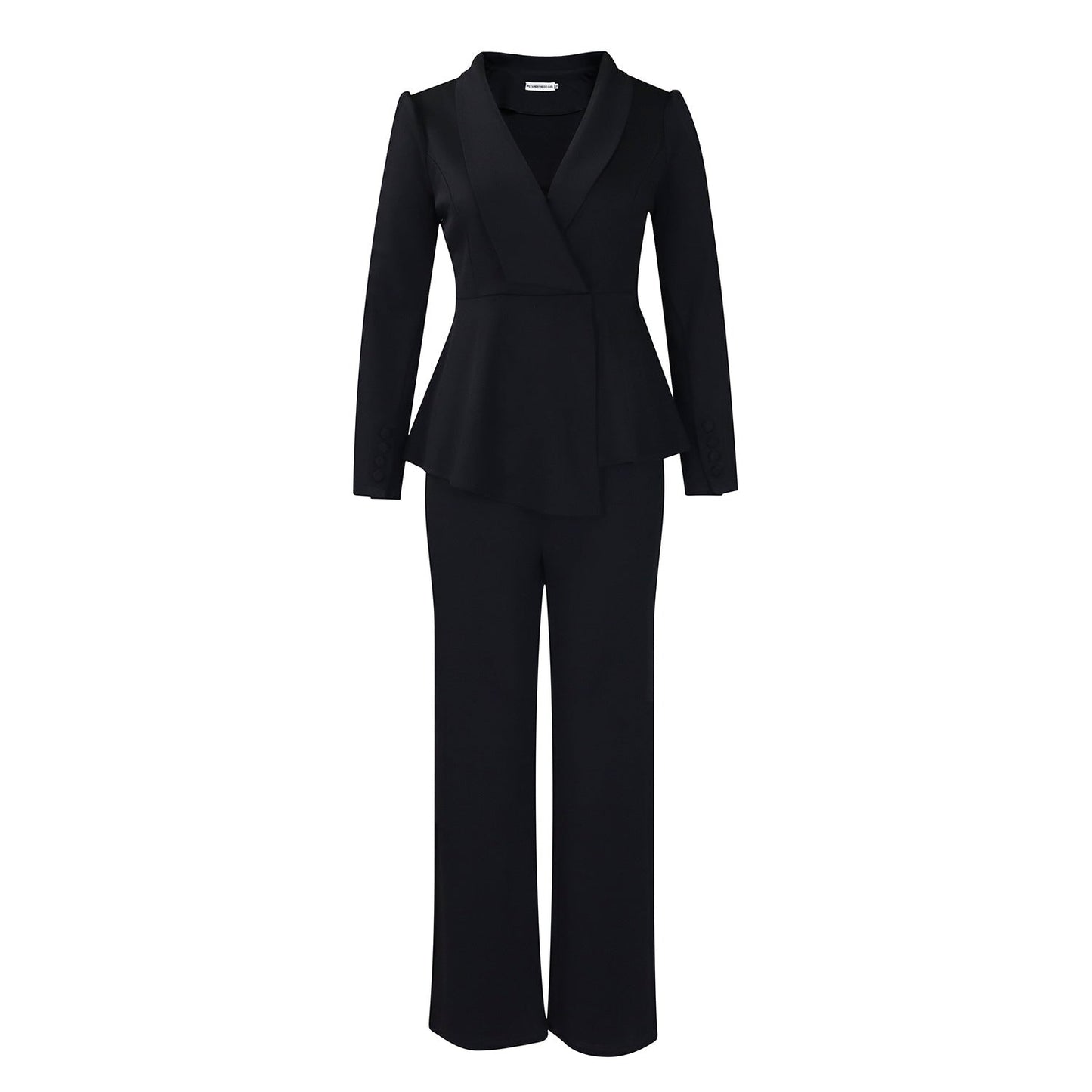 Elegant Ruffle Top And Wide Leg Pants Set For Women