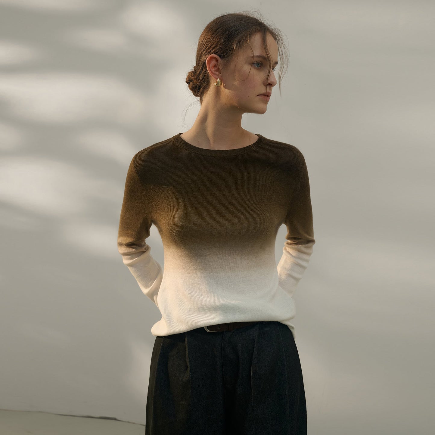 Gradient Color Women’s Wool Blend Knit Sweater