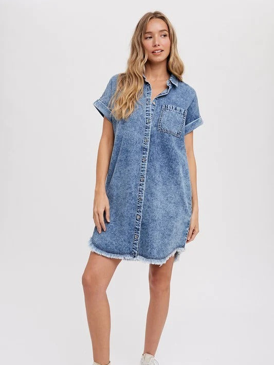 Casual Loose-Fit Denim Cardigan Dress