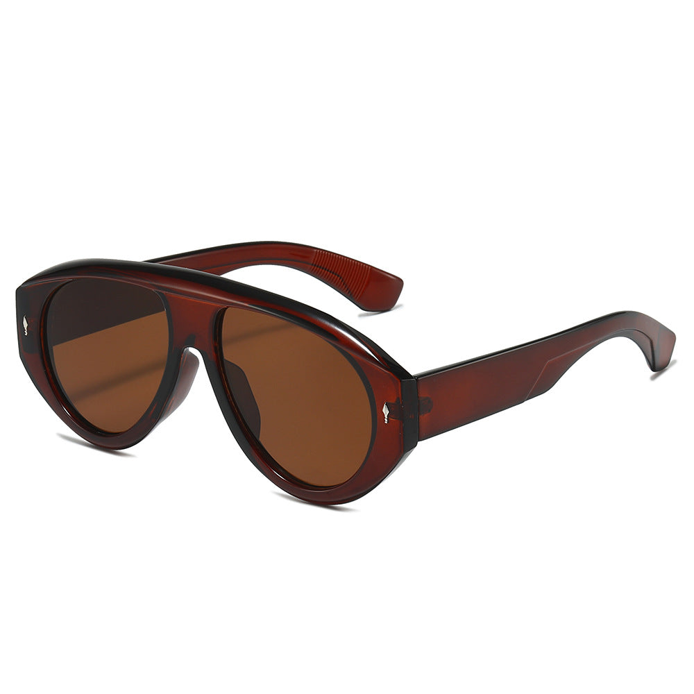 Pilot Style Oversized Sunglasses with Rivets